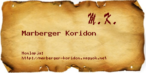Marberger Koridon névjegykártya